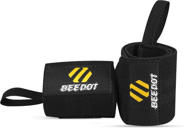 Black Weightlifting Wrist Wraps Support