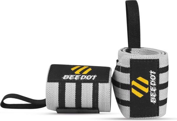 Grey/Black Weightlifting Wrist Wraps Support