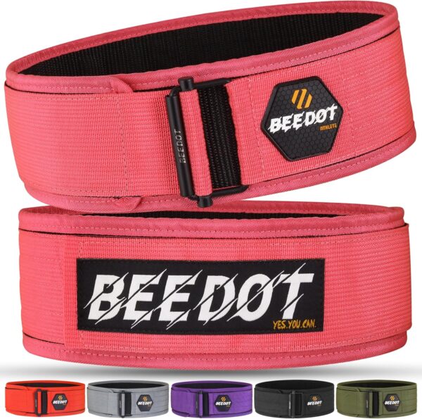 Pink Nylon Weight Lifting Belt 4 Inch